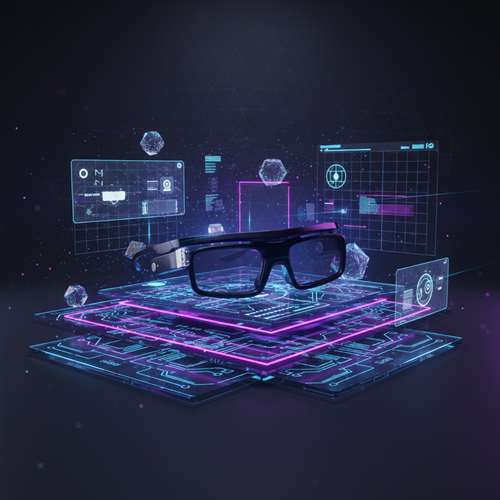 3D Glasses Futuristic Background