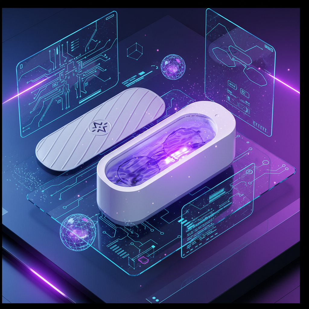 Glasses Cleaning Machine Futuristic Background