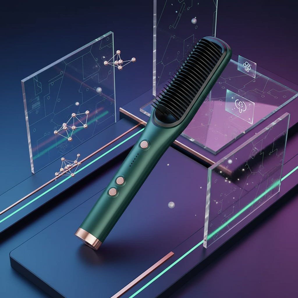 Hair Straightening Brush Futuristic Background