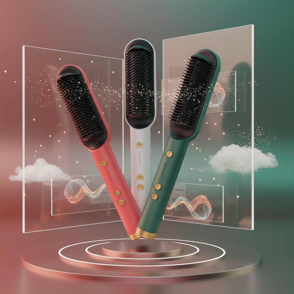 Hair Straightening Brushes Futuristic Background